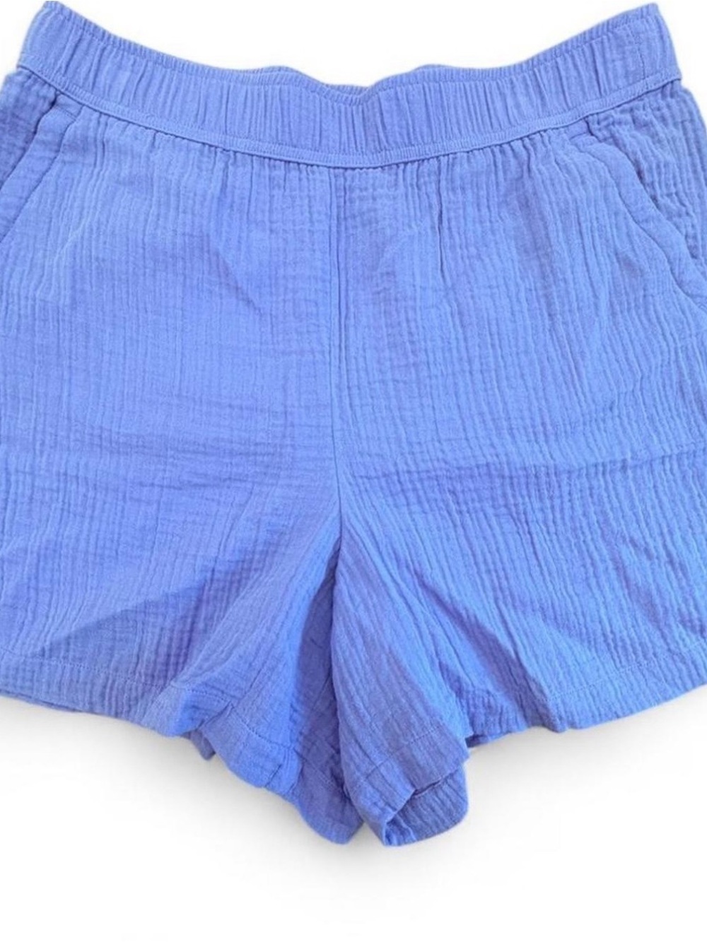 Talbots Blue High-Waist Textured Pull-On Shorts